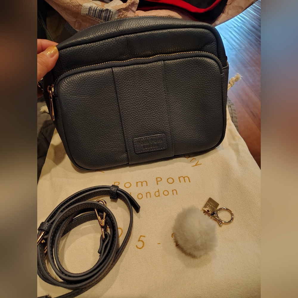 Pom Pom London Original Plus Slate Blue Crossbody Bag - Picture 2 of 6